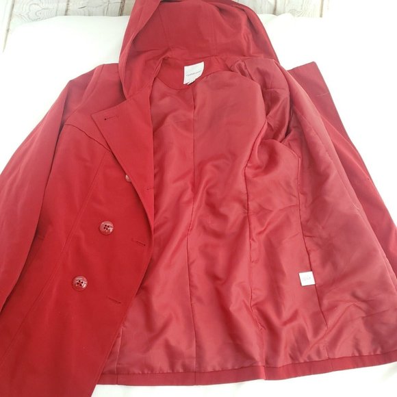 Croft & Barrow Red Double Breasted Pockets Long Sleeve Hooded Coat Size … - Picture 4 of 13